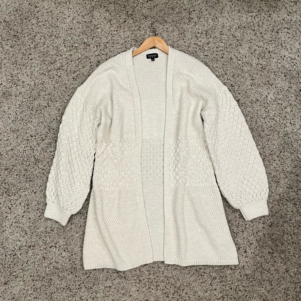 Topshop Honeycomb Sleeve Oversize Cardigan Oatmeal Color